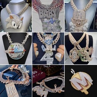 Pendentif personnalisé en argent 925 plaqué or 14K, serti de moissanite VVS (testée), avec lettre, nom ou logo Hip Hop, style star du rap pour homme
