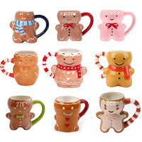 Mug en céramique personnalisé en gros, cadeaux de Noël pour couple, thème de Noël, mug en céramique 3D avec Père Noël, homme en pain d'épices, pour cadeaux