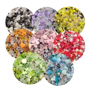 Miçangas espaçadoras para fazer jóias, 500g miçangas de acrílico soltas, laço redondo rosas, flores, coração, borboleta, miçangas para fazer jóias