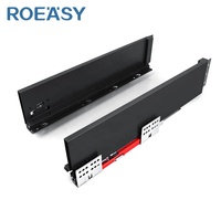 ROEASY Boîte métallique mince 3 plis à fermeture en douceur Tiroirs d'armoires de cuisine Glissières de tiroir à glissière Boîte mince à fermeture en douceur