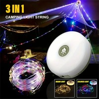 Guirlandes lumineuses de camping 4 en 1, portables, charge rapide TYPE-C, rangement rapide, étanches, guirlandes lumineuses pour tente, randonnée, jardin, LED
