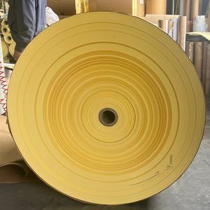 Papel Recubierto con Pegamento a Base de Agua, Papel de Fondo Blanco y Amarillo, Papel Autoadhesivo de Vinilo para Etiquetas de Embalaje - Product Image 1