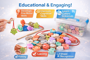 43 قطعة من خرز الماكارون بتصميم المزرعة والمحيط، ألعاب خشبية مونتيسوري في صندوق، ألعاب تعليمية ذكية للتنمية الحسية وتعليم العلوم والتكنولوجيا والهندسة والرياضيات للأطفال الصغار - Product Image 5