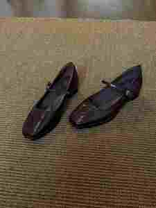 Zapatos de Tacón Grueso Formales Cuadrados de Piel de Oveja Genuina Estilo Vintage Francés para Mujer, Cómodos, Sin Cordones, de Boca Baja, para Oficina - Product Image 5