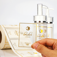 Autocollant personnalisé pour flacon de parfum de luxe, transparent, imperméable, avec estampage à chaud doré, conception de logo de marque privée