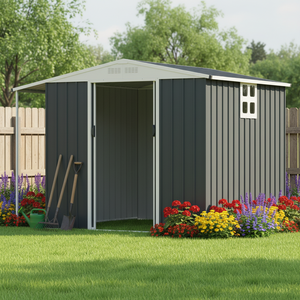 Caseta de Almacenamiento Metálica para Exteriores EG0806-H160-2S, Caseta de Almacenamiento para Patio Trasero, Impermeable, para <span class=keywords><strong>Bicicletas</strong></span>, Caseta Metálica para Jardín - Product Image 1