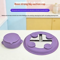Ensemble d'ustensiles pour tout-petits en silicone et acier inoxydable : fourchette, cuillère, bavoir, bol, assiette avec couvercles, assiette à ventouse en silicone pour l'alimentation