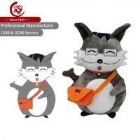 Jouets en peluche pour chats brodés en coton PP super doux OEM OCustom - Personnages de dessins animés et de films, tailles et logo personnalisables