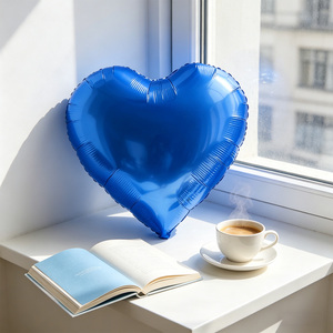 Ballon de mariage en aluminium bleu foncé en forme de cœur, impression numérique, facile à utiliser, 18 pouces (45 cm) - Product Image 5