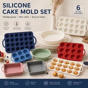 Food Grade Silicone Baking Mold Set <b>Non</b> <b>Stick</b> Silicone Bakeware Muffin <b>Pan</b> Cake Loaf Brownie Molds BPA Free for Oven Microwave - Product Image 1