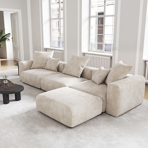 ATUNUS US en stock, livraison directe, grand ensemble de canapés modulaires carrés américains en tissu velours côtelé - Product Image 1