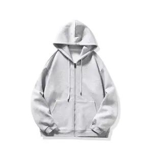 wholesale polyester gym hoodies for men white hoodies winter high quality custom man full zip hoodie men oversized jacket