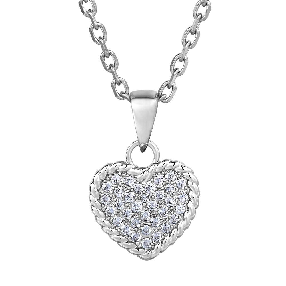 cable chain+silver heart