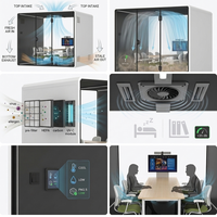 Cabina Acústica Modular Insonorizada para Reuniones, 35dB, para 6 Personas, con Ventilación y LED, para Salas de Espera de Aeropuertos y Espacios Abiertos