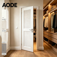 Porte intérieure en bois blanc AODE avec design de ventilation à persiennes pour rangement dans un placard