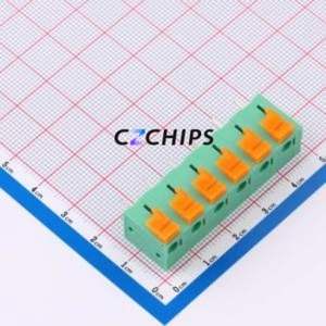 MX142V-7.62-06P-GN01-Cu-A Spring Terminal Block Through hole Component (THT),P=7.62mm Connector 1x6P 7.62mm Green Through Hole - Product Image 1