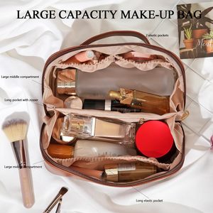 <b>Large</b> Capacity Travel Makeup <b>Bag</b> Multifunction Pu Cosmetic Pouch Pu Leather Women <b>Toiletries</b> Organizer Waterproof Bathroom - Product Image 4