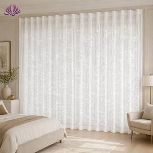 Cortina Translúcida Blanca Texturizada de Lujo, Múltiples Opciones de Patrones, Filtrado de Luz, Tamaño Personalizado para Proyectos de Villas y Hoteles - Product Image 1