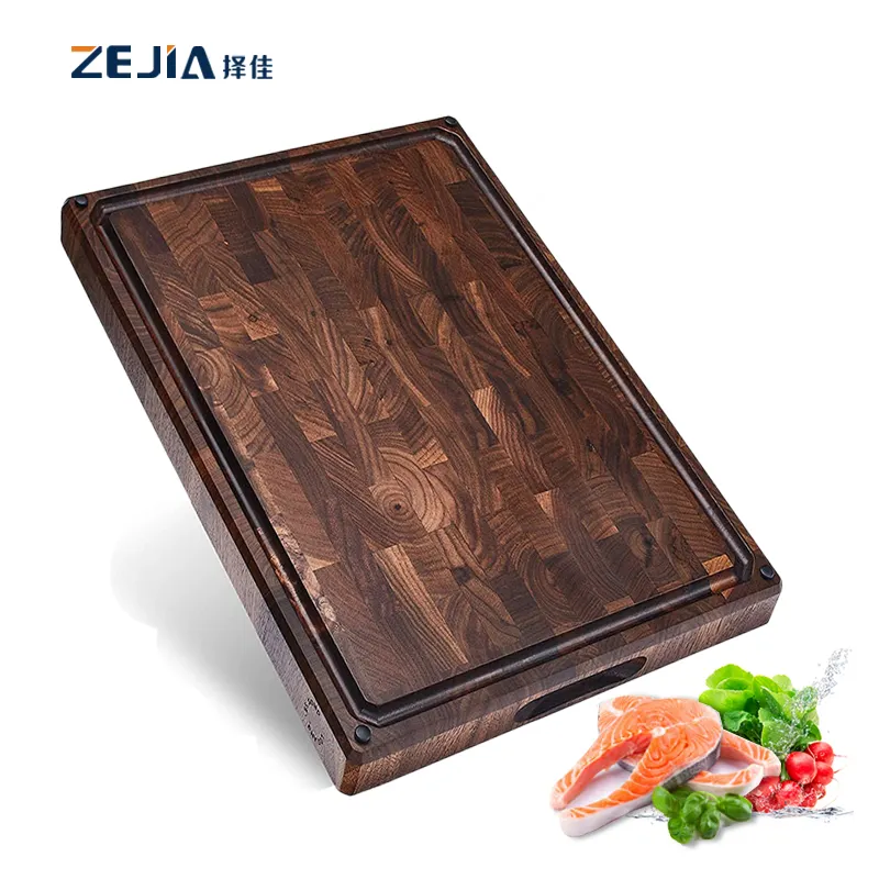 Custom logo Wood Thick Acacia wood Cutting Board With Non-slip Feet,Juice Groove Solid Splicing