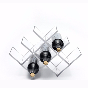 Custom Decorative Countertop Clear Wine Storage Rack Free Standing Acrylic Wine Bottle Holder for Home Kitchen Bar