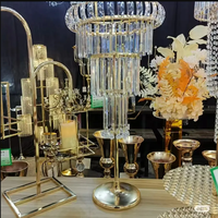 Centre de table en cristal doré, support à fleurs en métal, décoration de mariage, centre de table, vase à fleurs doré, décoration de table, support lumineux