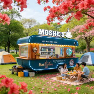 รถขายอาหารเคลื่อนที่ขนาดใหญ่แบบกำหนดเอง พร้อมอุปกรณ์ครัวครบครันสำหรับร้านกาแฟ รถเข็นขายอาหารริมทาง นิยมใช้ในร้านอาหาร - Product Image 1