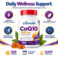 Complément CoQ10 300mg en gélules à marque privée, formule personnalisée pour le soutien cardiaque, approvisionnement en vrac OEM