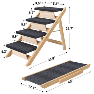 Foldable 4-<strong>Step</strong> Wood <strong>Dog</strong> Ramp Non-Slip Pet <strong>Steps</strong> Wooden <strong>Dog</strong> Stairs for Small Medium <strong>Dogs</strong> Cats <strong>Beds</strong> - Product Image 4