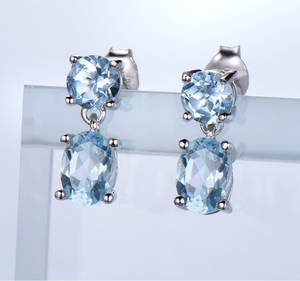 Pendientes De <span class=keywords><strong>Zafiro</strong></span> con piedra Natural, joyería fina, plata esterlina 925 - Product Image 5