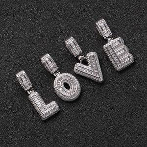Bling Ice Out Letter Pendant Hip-Hop Copper Inlaid Zircon Fashion Personality 26 Letter Pendant <strong>Necklace</strong> - Product Image 4