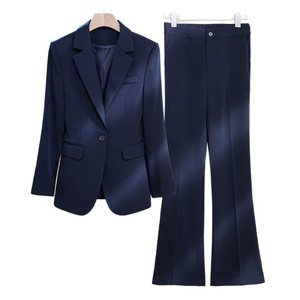 Women's Suit Set Solid Color Polyester Anti-Wrinkle Casual Suit Jacket <b>Pants</b> <b>Work</b> Wear Professional Formal Clothes - Product Image 5