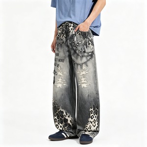 Nuevos Pantalones Vaqueros Holgados Estilo Hip-Hop para Hombre, con Estampado de Grafiti, Rotos y con <span class=keywords><strong>Letras</strong></span> - Product Image 4