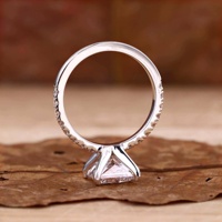 1CT Princess Solitaire Pavé Labor-Gezüchteter Diamant-Verlobungsring 10K/14K/18K Massives Weißgold IGI-Zertifiziert CVD/HPHT Maßanfertigung