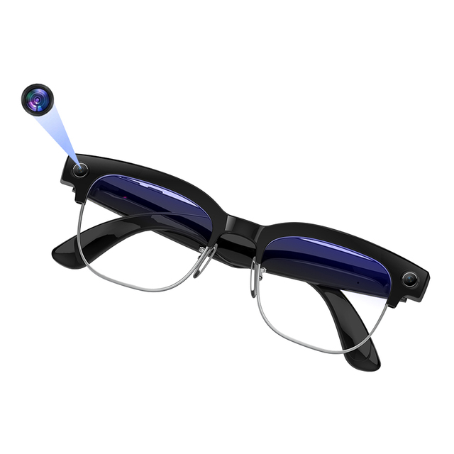 Sanvnet W630 Half-Frame AI Translation Glasses with 8MP Camera HeyCyan APP 290mAh Battery-POV Video Music Playback & Anti-Shake