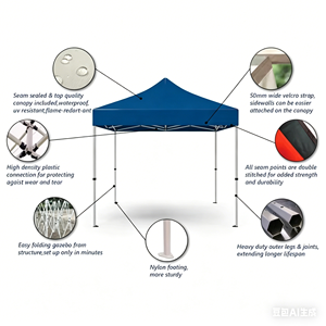 Carpa de Exhibición Personalizada para Exteriores, Impermeable, Resistente a la Lluvia, 10x10, 3x3, Toldo para Eventos, Gazebo Promocional, Carpa Plegable para Ferias Comerciales - Product Image 2