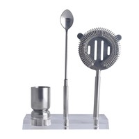 Kit de barman OUYADA en acier inoxydable avec support en acrylique, ensemble de doseurs poli miroir, outils à cocktails pour bar et hôtel, logo personnalisé