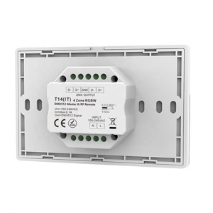 อินพุต 110-240VAC T14(IT) 4 โซน RGBW รีโมทคอนโทรล แผงควบ<span class=keywords><strong>ค</strong></span>ุมแบบสัมผัสกระจกหรี่แสงได้ DMX Master T14 RGBW DMX512 2.4G RF AC Controller - Product Image 3
