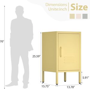 UCHANCE Metal Locker Nightstand with Door and Shelf Steel <strong>Bedside</strong> Storage Cabinet Modern End <strong>Table</strong> for Home Office <strong>Yellow</strong> - Product Image 3