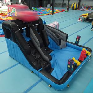 Tobogán Acuático Inflable Comercial de PVC con Temática de Carreras de Autos, Parque Acuático Inflable Móvil con Piscina - Product Image 4