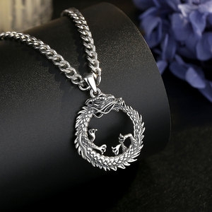 Merryshine 2025 925 perak murni vegvissir Norse Viking perhiasan Gotik kalung halus liontin kepala naga - Product Image 3