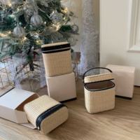 Nouvelle Trousse de Maquillage en Raphia Tressé avec Bordure en Cuir, Style Luxe Designer, Organisateur de Maquillage en Paille pour Femme, Idéale Voyage et Plage