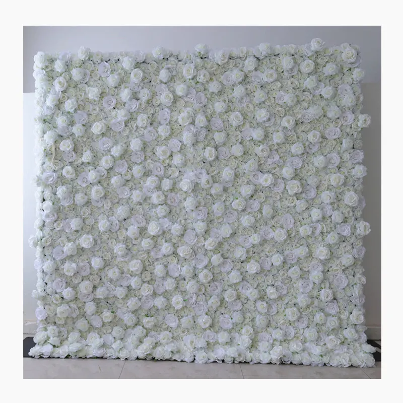 Lx360 Wedding Rose Bloemen Wandpaneel Roll Up Witte Zijde Kunstmatige Roos Bruiloft Achtergrond Stand Witte Bloemenmuur