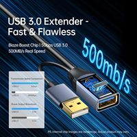 Kabel Ekstensi Aktif USB3.0 Biaze USB a Male Female High Speed Repeater Extender PVC Shielded untuk PC Kamera Printer