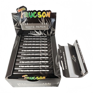 TRUCSON White Rolling Papers <b>King</b> <b>Size</b> 32 <b>Sheets</b> With 32 Filter Tips Natural Plant Fiber Slow Burn 24booklets/box - Product Image 6