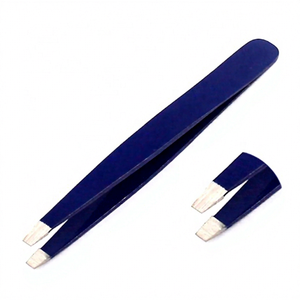 Pince à épiler inclinée en acier inoxydable, de couleur bleue, offre spéciale - Product Image 1