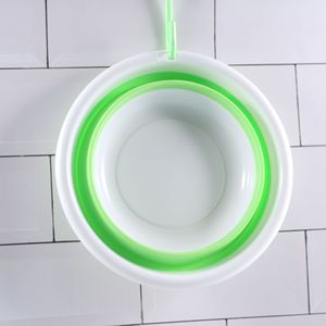 Foldable Portable Wash <b>Basin</b> Plastic <b>Round</b> Green Red Blue For Outdoor Baby Vegetable Fruit Use - Product Image 2