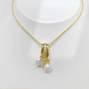 Precio de fábrica, collar de plata de ley 925 con perlas, chapado en oro, estilo coreano, regalo para mujer, novia, colgante de luna, collares finos. - Product Image 4