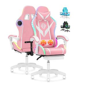 Brésil Sill Gamer Pro Rgb Rose Cuir Pvc LED Rgb Lumières Haut-Parleur Dos Haut <span class=keywords><strong>Musique</strong></span> Jeu Vidéo Chaise de Jeu <span class=keywords><strong>avec</strong></span> Support Lombaire - Product Image 1