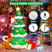 Sapin de Noël gonflable de 7,9 pieds avec Père Noël et chien, boîte cadeau, lumière LED, ornement pour la cour, la pelouse, la maison, la décoration extérieure des fêtes