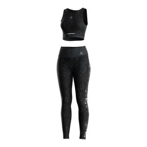 Ensemble d'entraînement pour femmes, coupe ajustée, haut court et leggings de compression avec ceinture souple et coutures renforcées pour le fitness - Product Image 1
